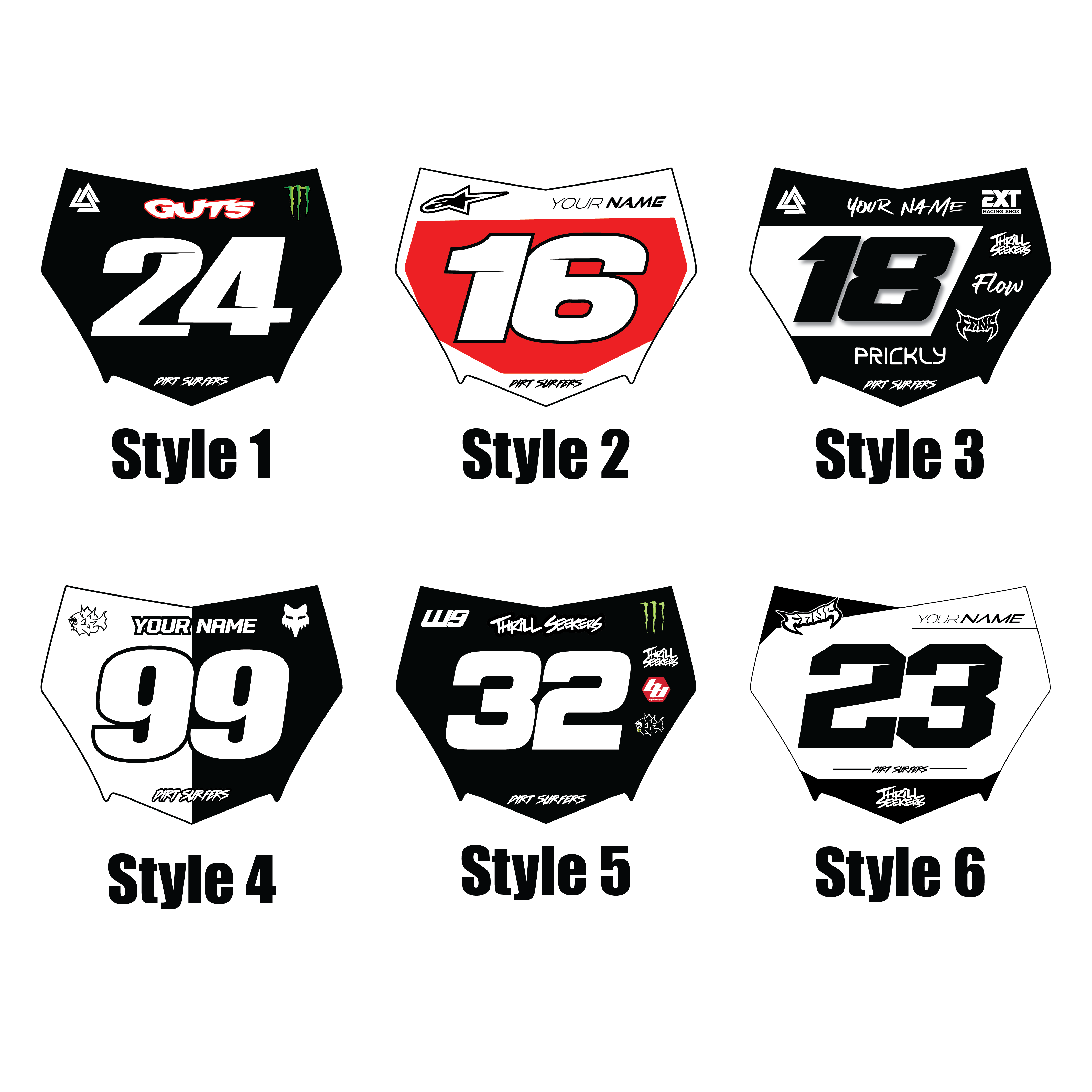 Custom Motocutz Plate Decal – Dirt Surfers