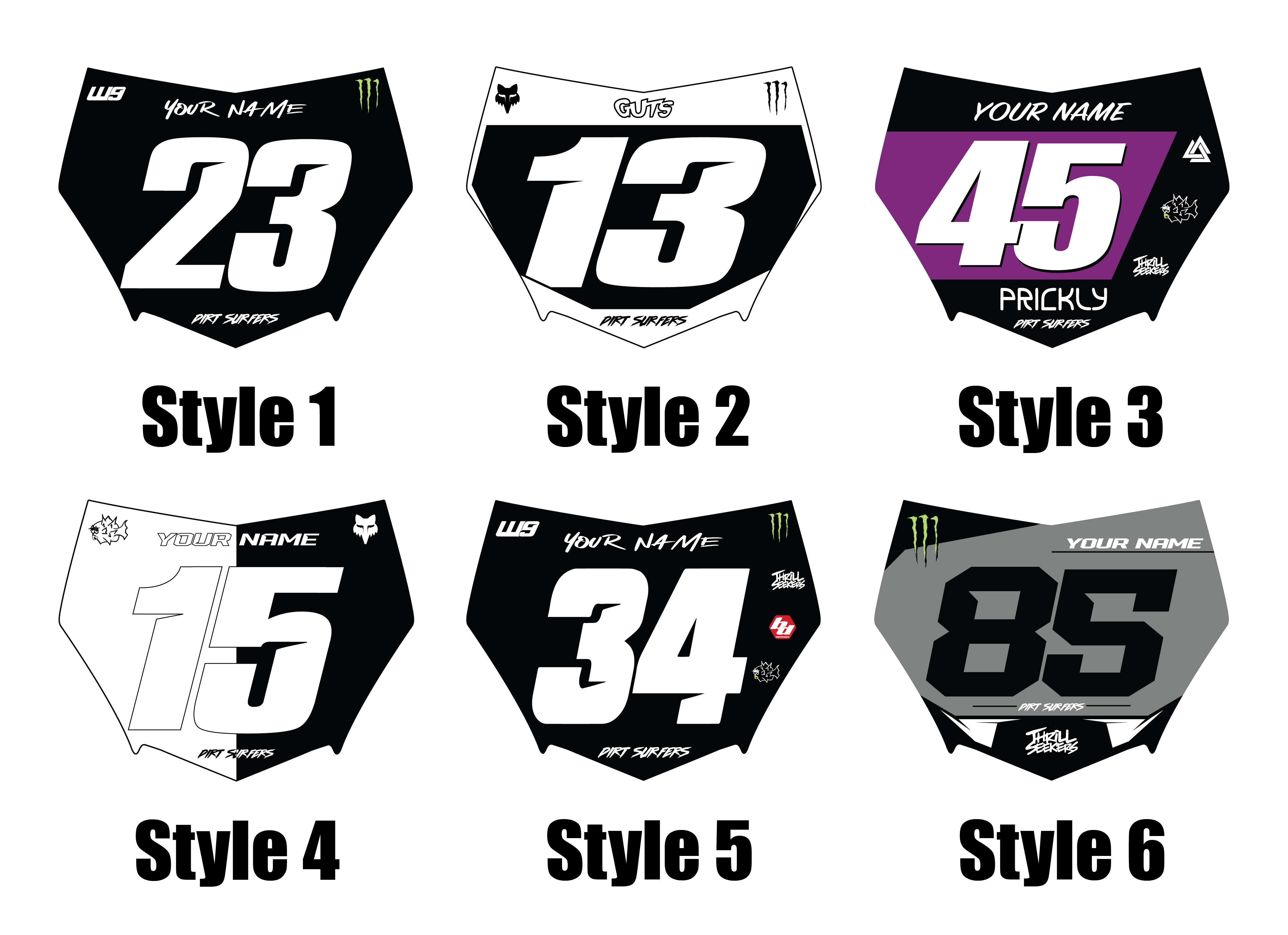 Moto Cutz Number Plate Decal – Dirt Surfers